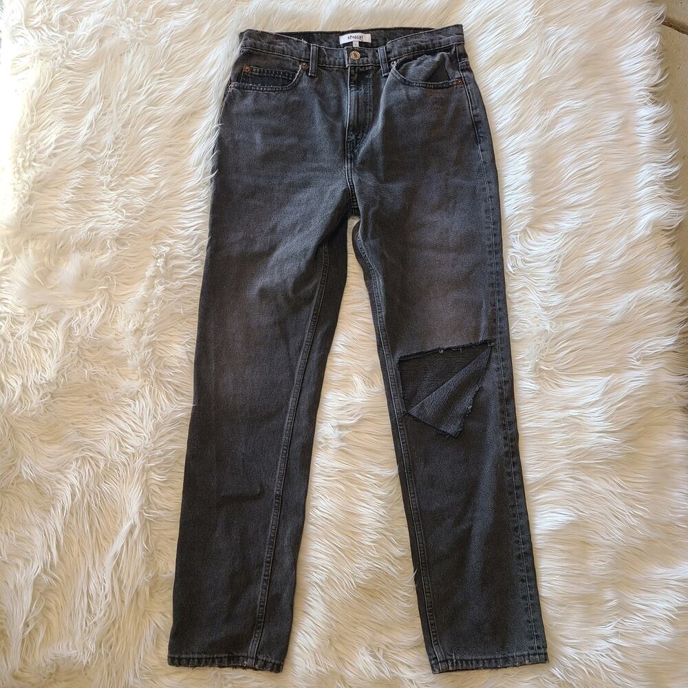 Re/Done Levi's Jeans Black 70's Straight Distressed Grunge Pant Rip 29 Denim - Picture 4 of 5